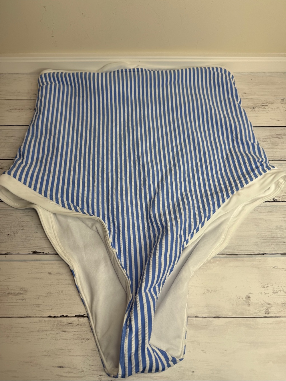 Abercrombie & Fitch Blue and White Striped One-Piece Swimsuit